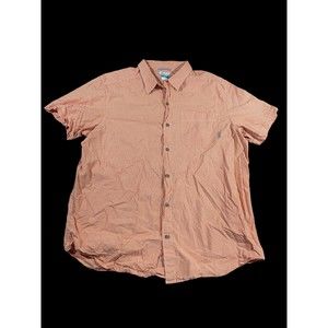 Columbia Shirt Men's XL Orange/White Short Sleeve Casual Button Down